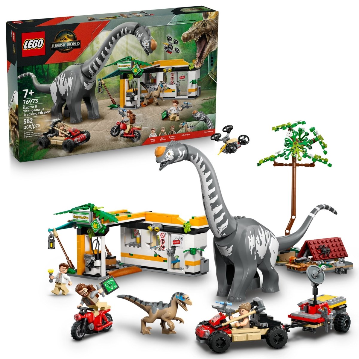 LEGO Toys & Games LEGO Jurassic World Raptor & Titanosaurus Tracking Mission, 76973, Ages 7+, 582 Pieces 673419403634