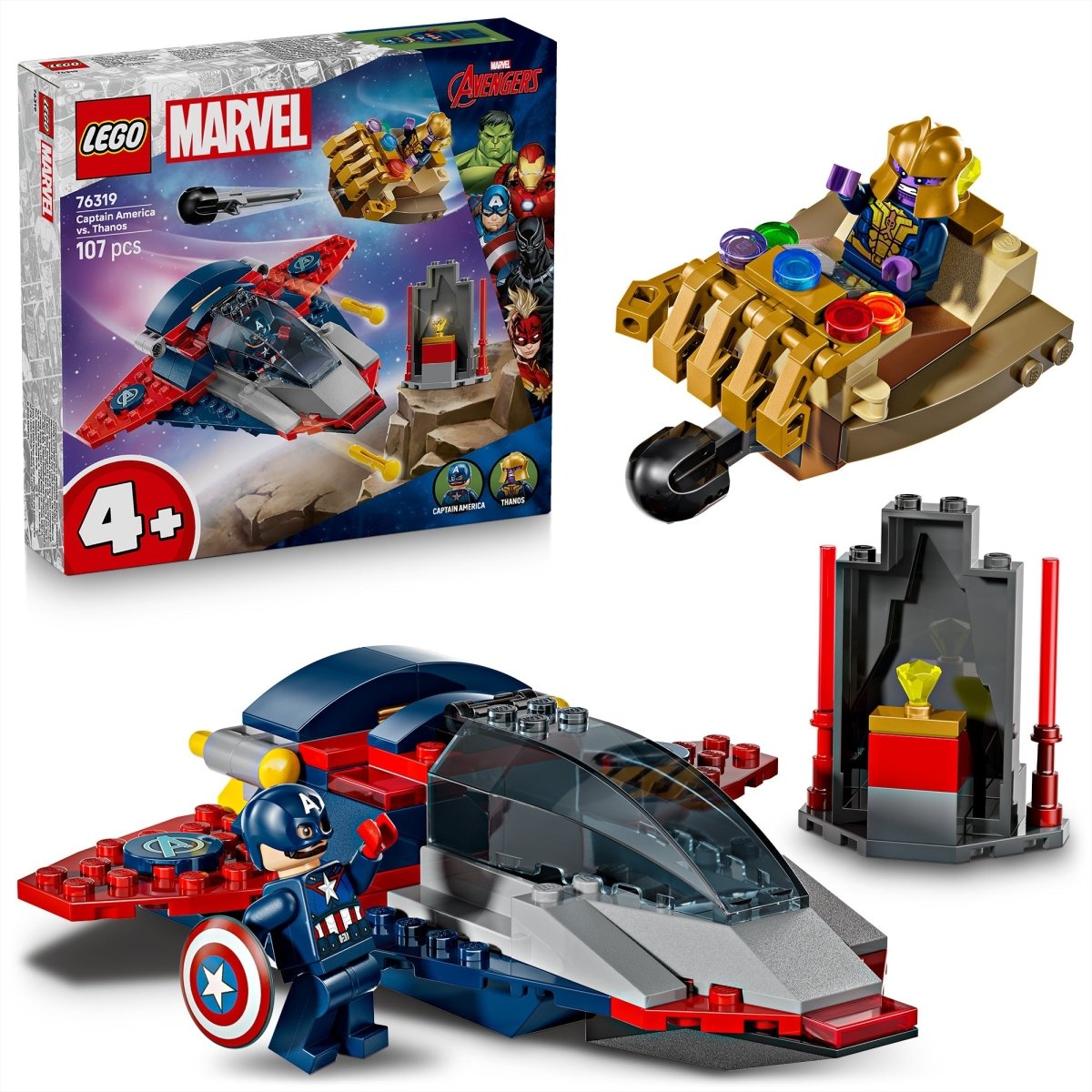 LEGO Toys & Games LEGO Marvel Captain America vs. Thanos, 76319, Ages 4+, 107 Pieces 673419406383
