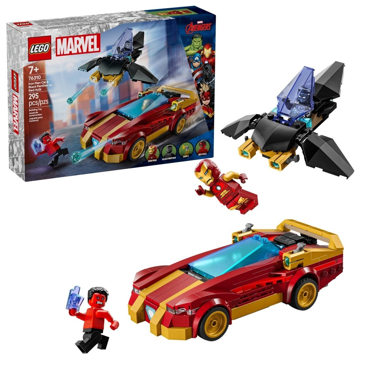 LEGO Toys & Games LEGO Marvel Iron Man Car & Black Panther vs. Red Hulk, 76310, Ages 7+, 295 Pieces 673419406307