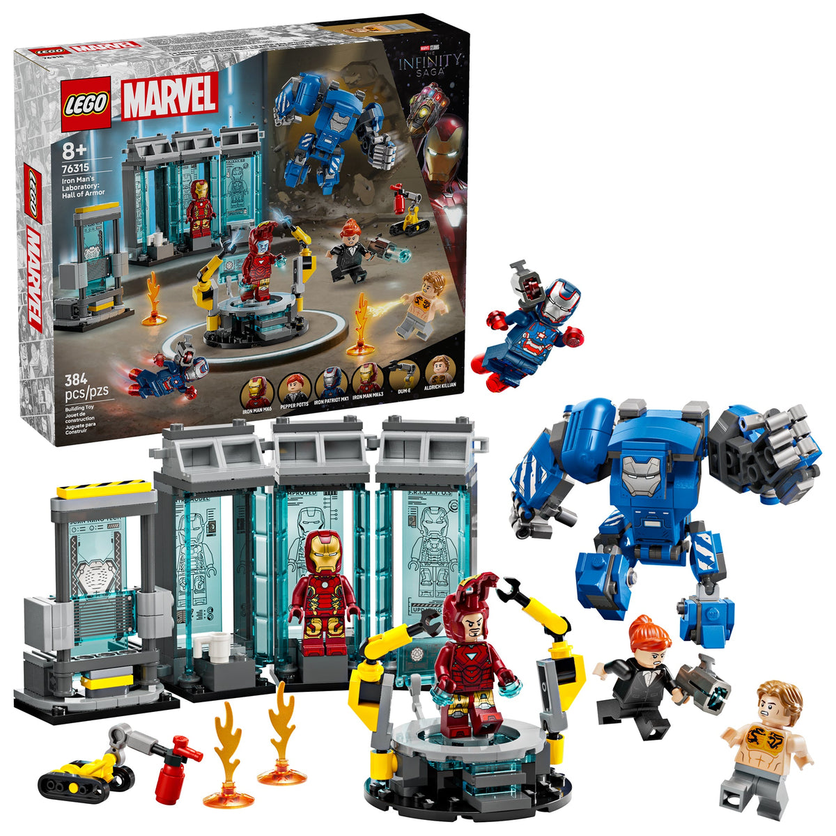 LEGO Toys & Games LEGO Marvel Iron Man's Laboratory: Hall of Armor, 76315, Ages 8+, 384 Pieces 673419406352