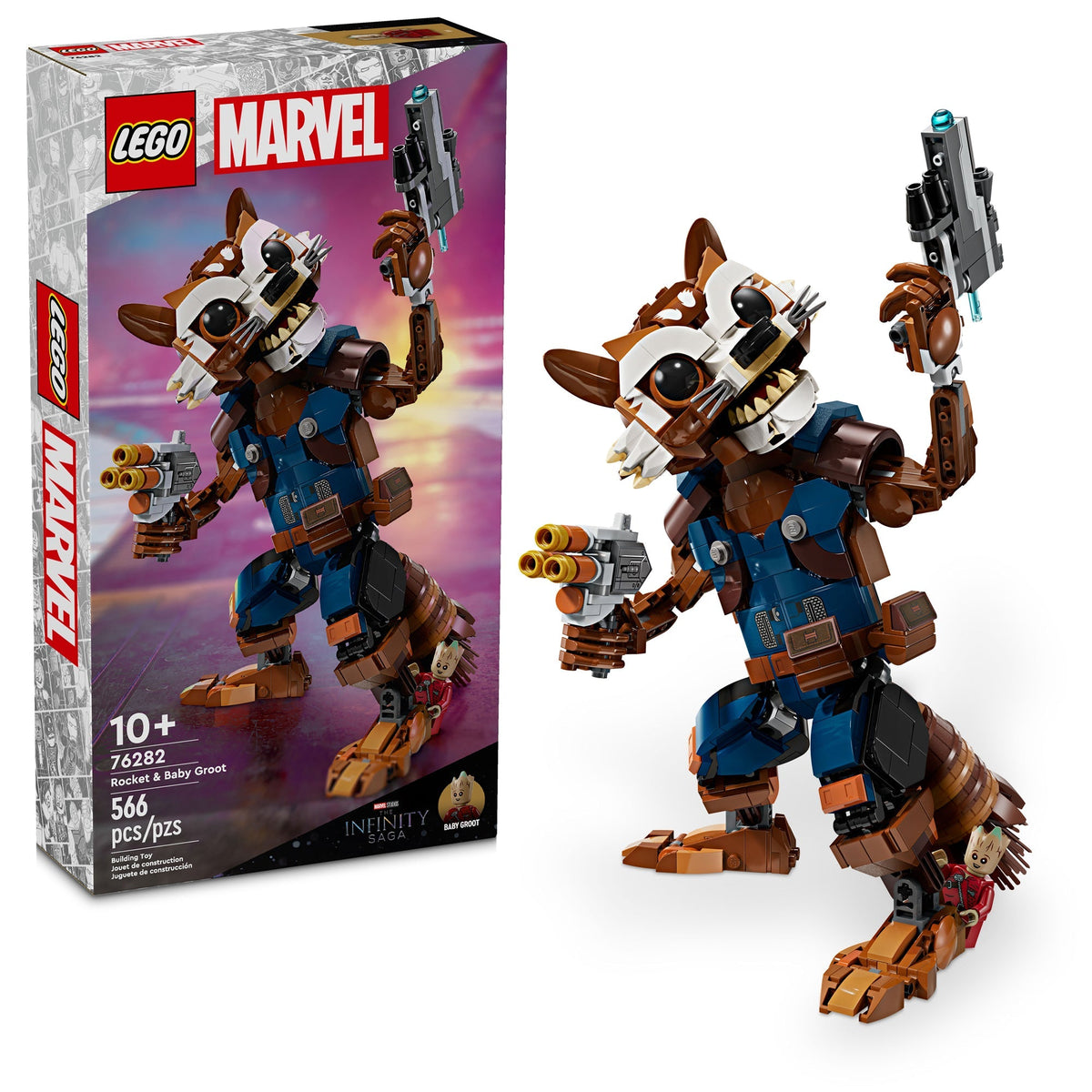 LEGO Toys & Games LEGO Marvel Rocket & Baby Groot, 76282, Ages 10+, 566 Pieces 673419390910