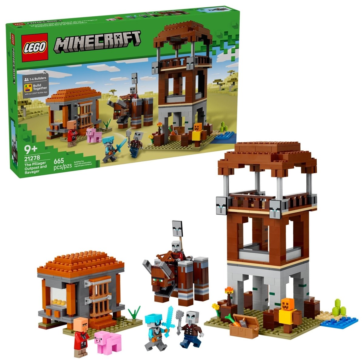 LEGO Toys & Games LEGO Minecraft The Pillager Outpost and Ravager, 21278, Ages 9+, 665 Pieces 673419404785