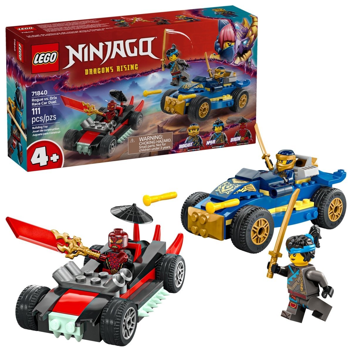 LEGO Toys & Games LEGO Ninjago Rogue vs. Drix Race Car Duel, 71840, Ages 4+, 111 Pieces 673419405089