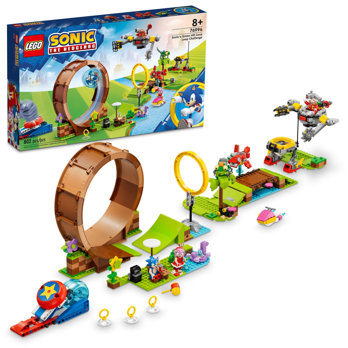 LEGO Toys & Games LEGO Sonic's Green Hill Zone Loop Challenge, 76994, Ages 8+, 802 Pieces