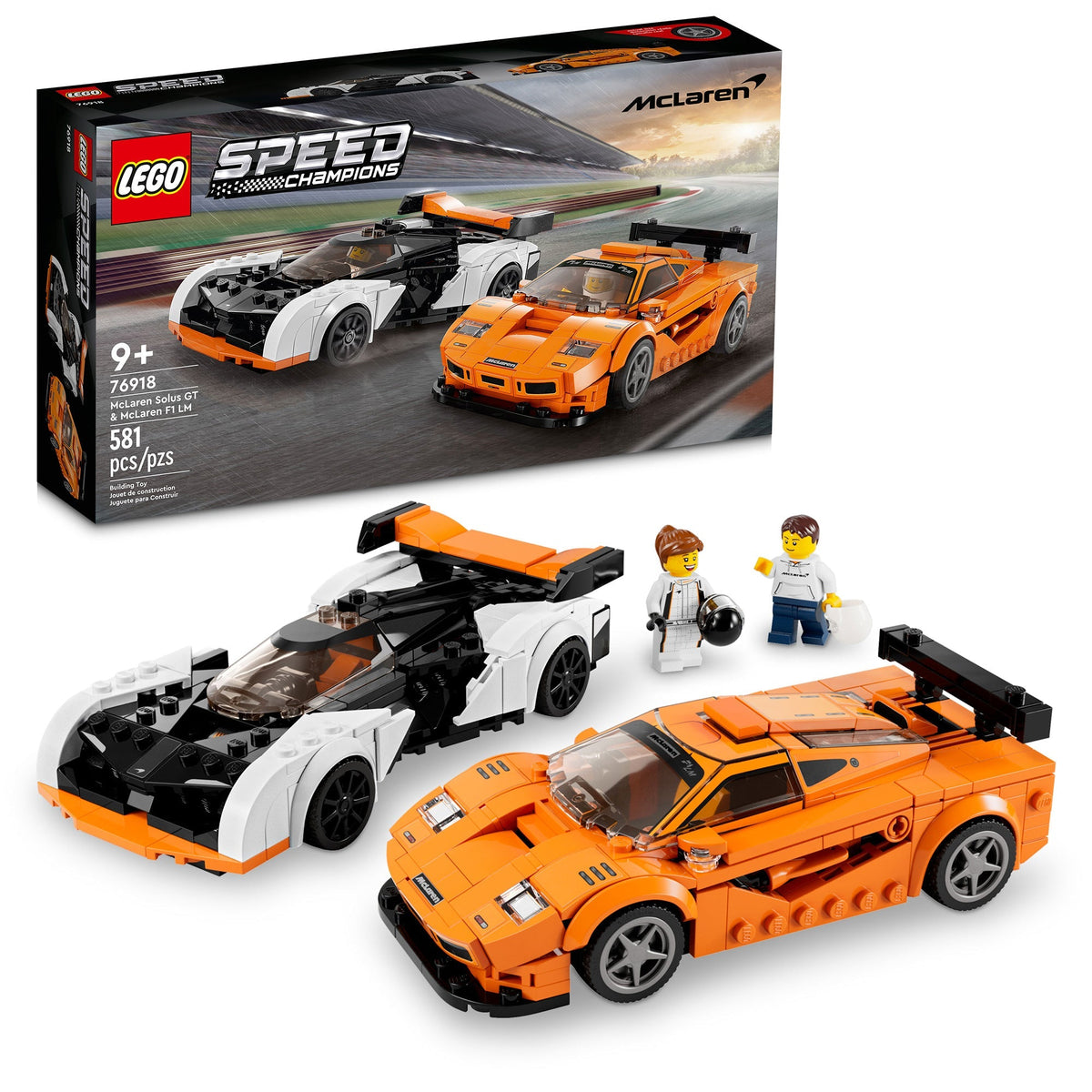 LEGO Toys & Games LEGO Speed Champions McLaren Solus GT & McLaren F1 LM, 76918, Ages 9+, 581 Pieces