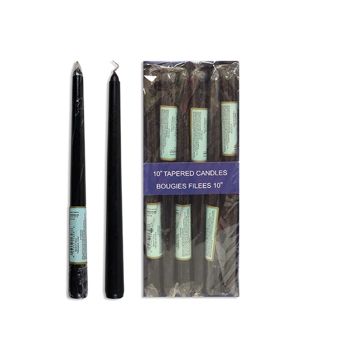 LINK PRODUCT SOLUTIONS Cake Supplies Black Tapered Candles, 10 Inches, 12 Count 057447243286
