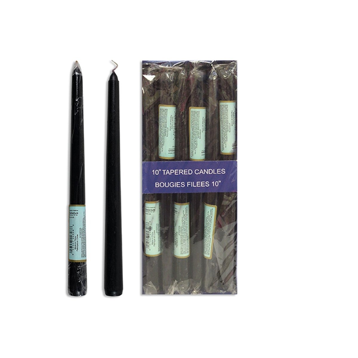 LINK PRODUCT SOLUTIONS Cake Supplies Black Tapered Candles, 10 Inches, 12 Count 057447243286