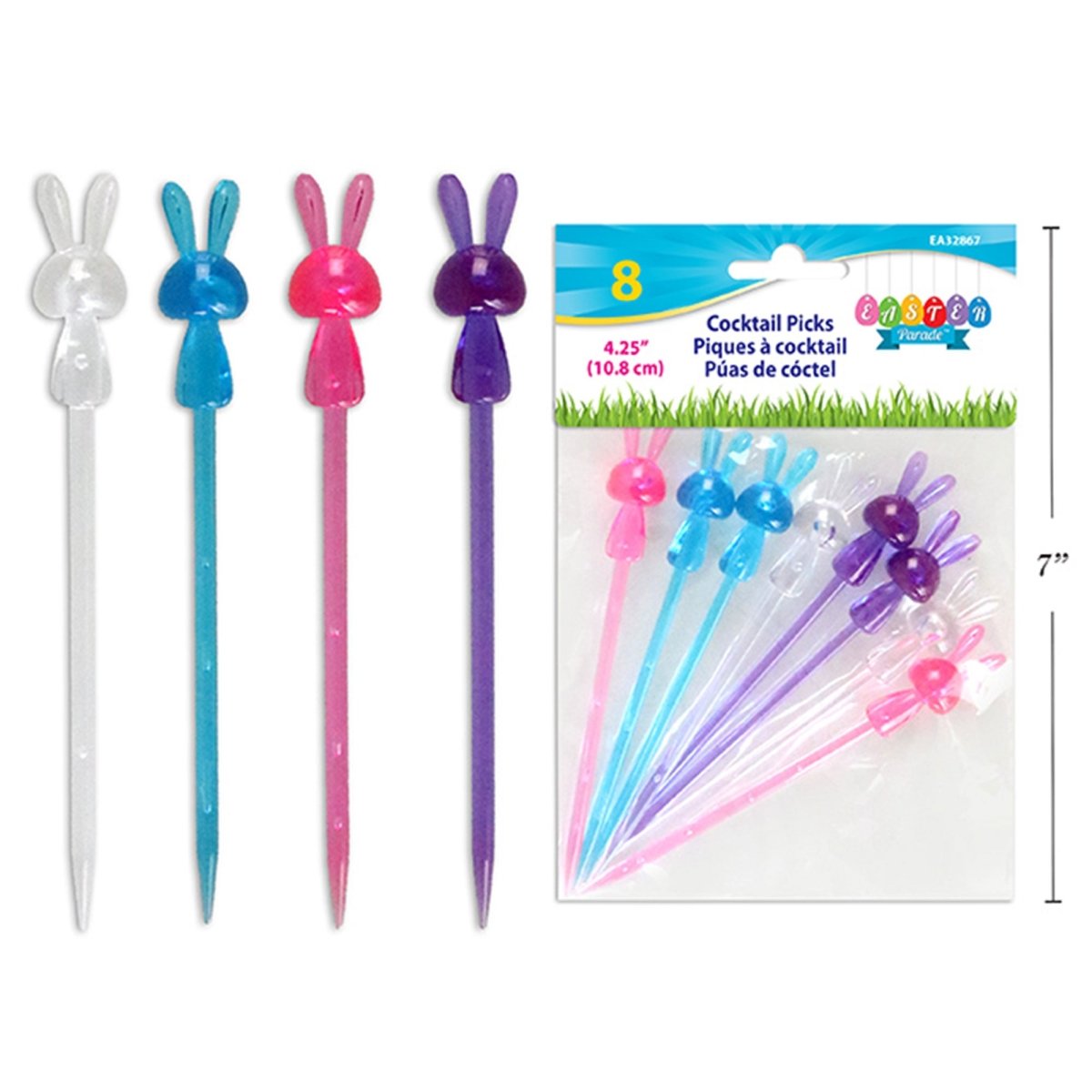 LINK PRODUCT SOLUTIONS Easter Easter Bunny Cocktail Picks, 4.25 Inches, 8 Count 676844328671