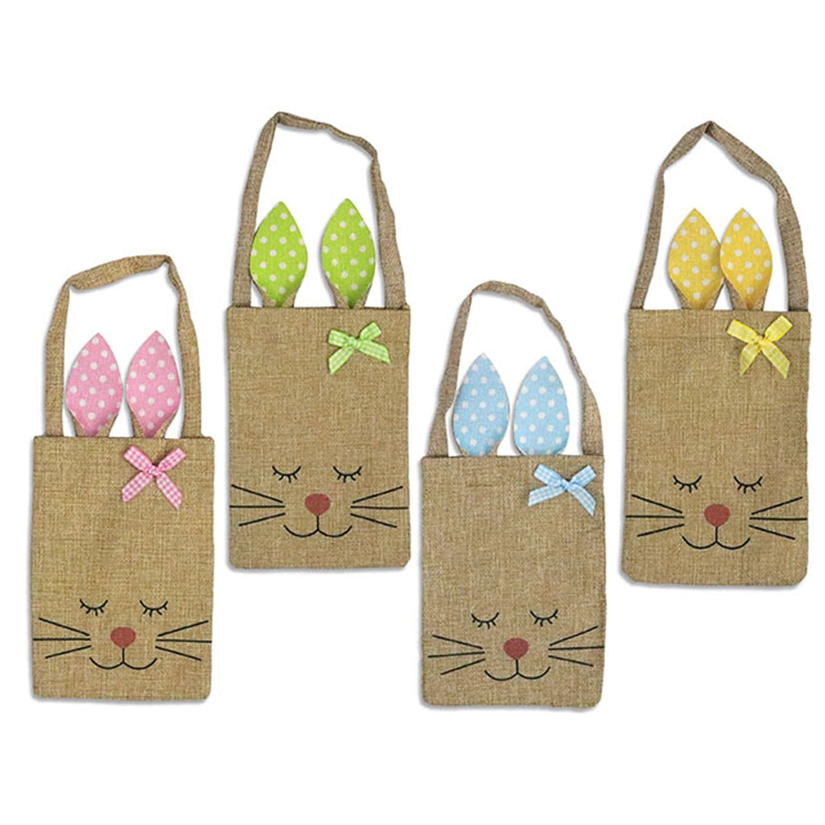 LINK PRODUCT SOLUTIONS Easter Easter Bunny Face Canvas Bags with Ears, 4 Count 676844385179