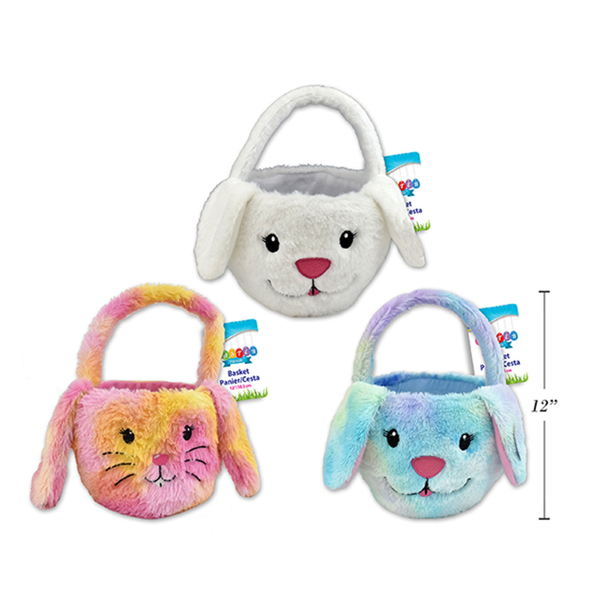 LINK PRODUCT SOLUTIONS Easter Easter Bunny Face Soft Plush Basket, Assortment, 1 Count 676844288401