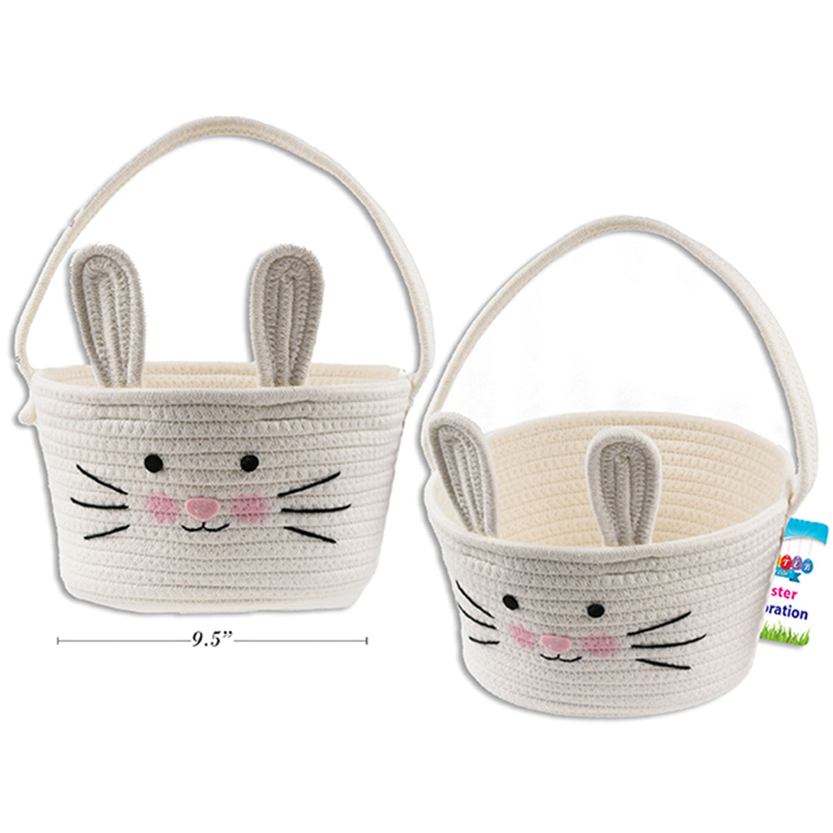 LINK PRODUCT SOLUTIONS Easter Easter Bunny Face Woven Rope Basket, 1 Count 676844364655