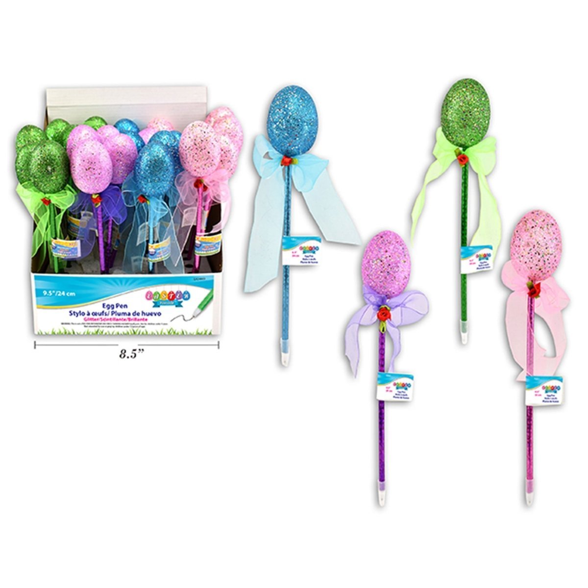 LINK PRODUCT SOLUTIONS Easter Easter Egg Pen with Organza Bow, Assortment, 1 Count 676844244636
