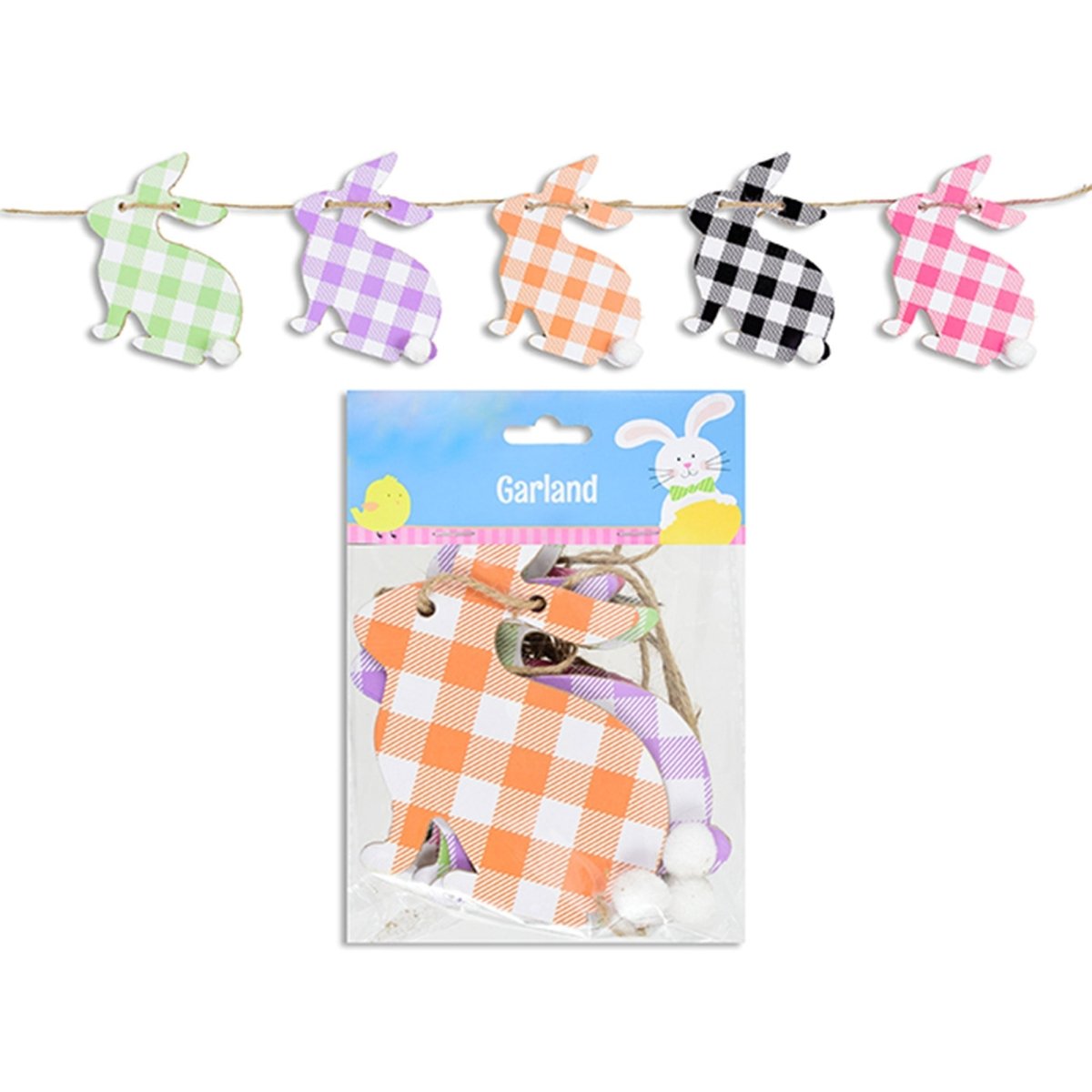 LINK PRODUCT SOLUTIONS Easter Easter Gingham Die-Cut Garland, 72 Inches, 1 Count 676844381867
