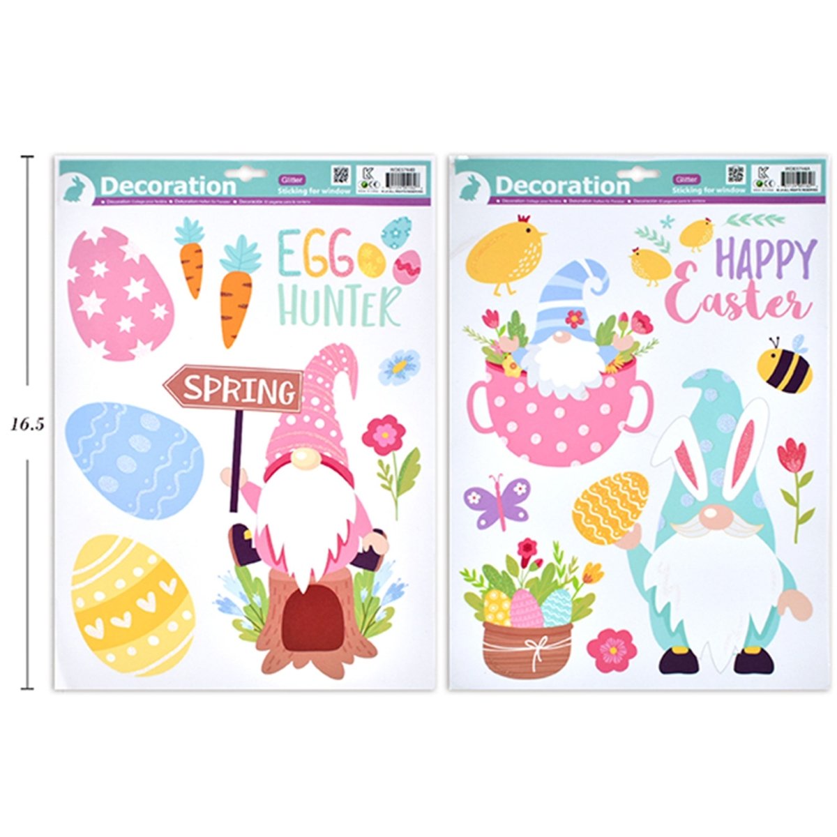 LINK PRODUCT SOLUTIONS Easter Easter Gnome Window Clings, Assortment, 1 Count 676844307362