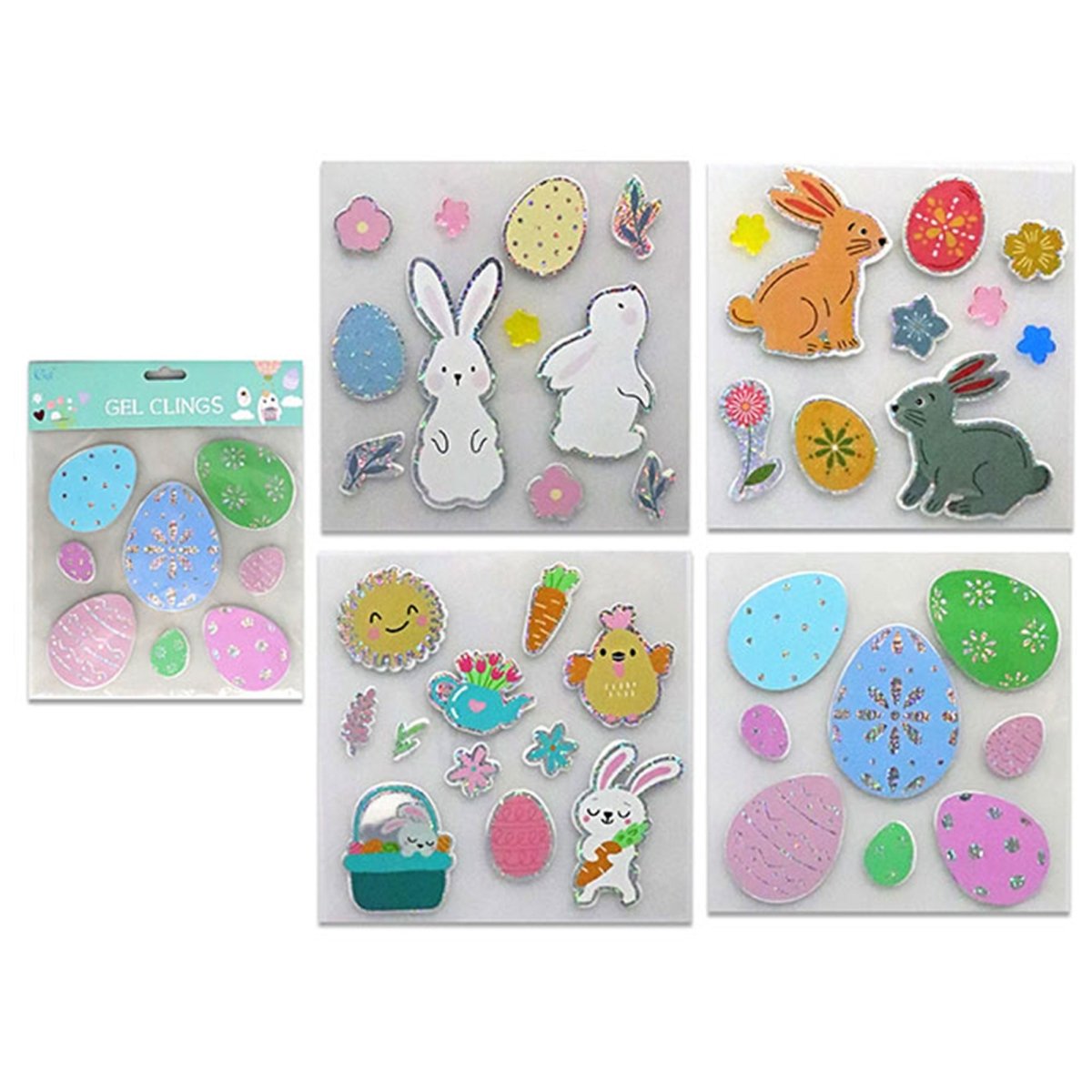 LINK PRODUCT SOLUTIONS Easter Easter Laser Printed Gel Cling, Assortment, 1 Count 676844389061