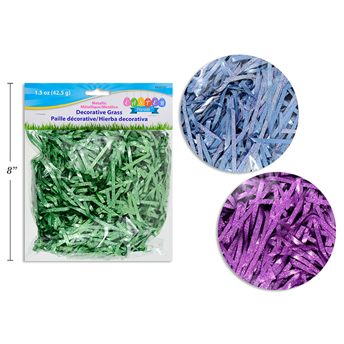 LINK PRODUCT SOLUTIONS Easter Easter Metallic Paper Grass, 1.5 Oz, Assortment, 1 Count 676844357572