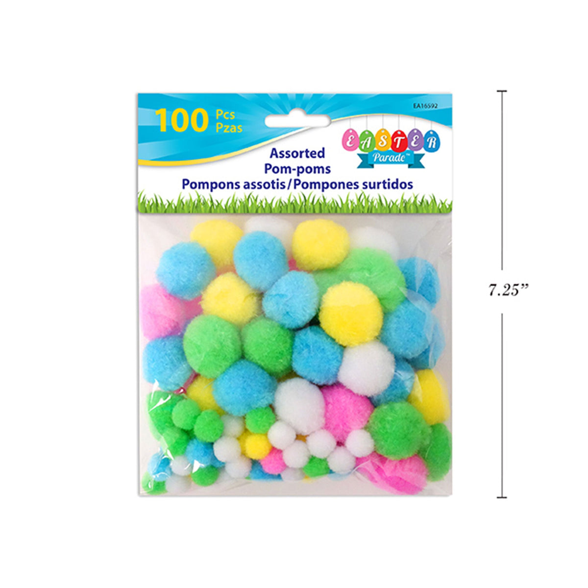 LINK PRODUCT SOLUTIONS Easter Easter Pom-Poms Assortment, 100 Count 676844165924