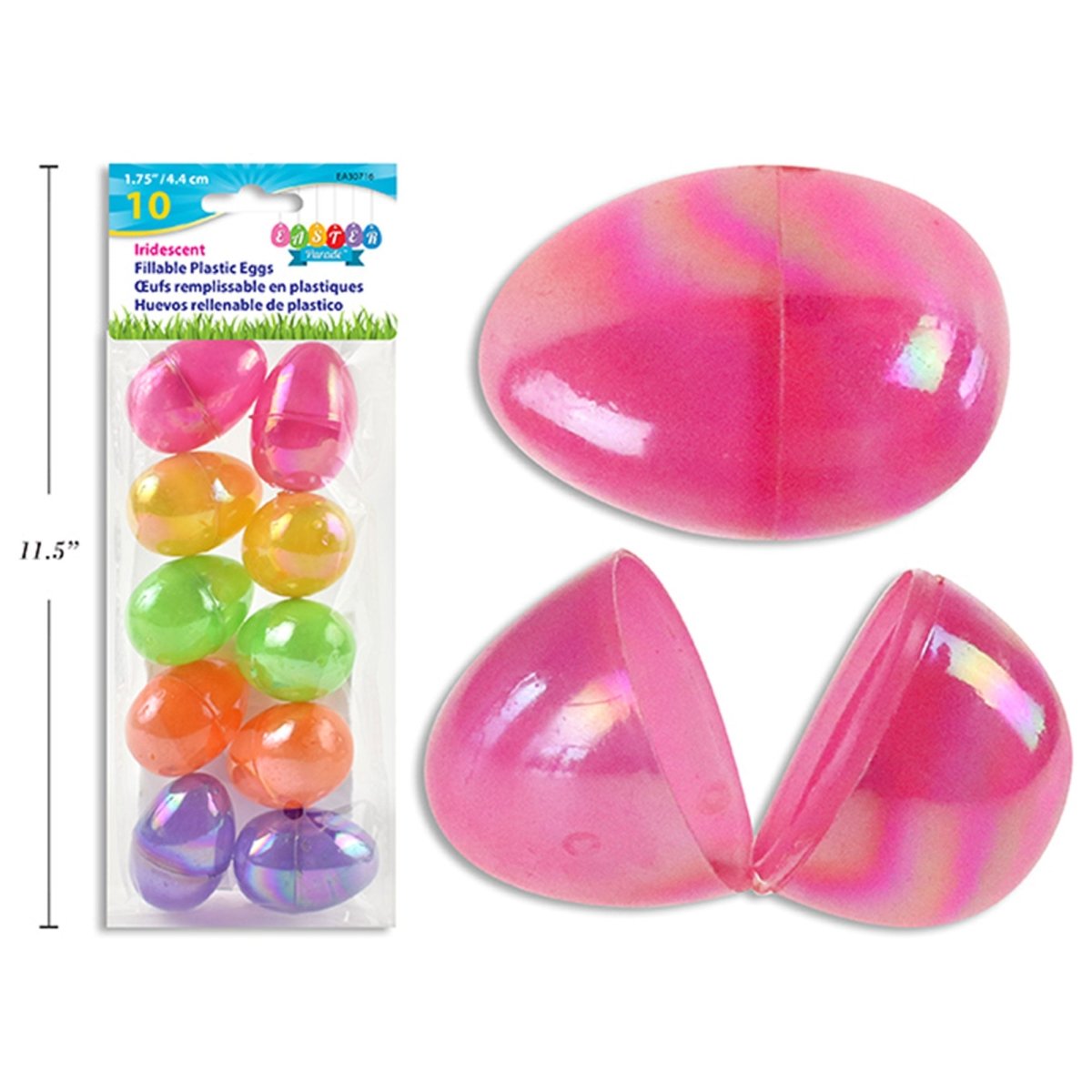 LINK PRODUCT SOLUTIONS Easter Iridescent Fillable Easter Eggs, 1.75 Inches, 10 Count 676844307164