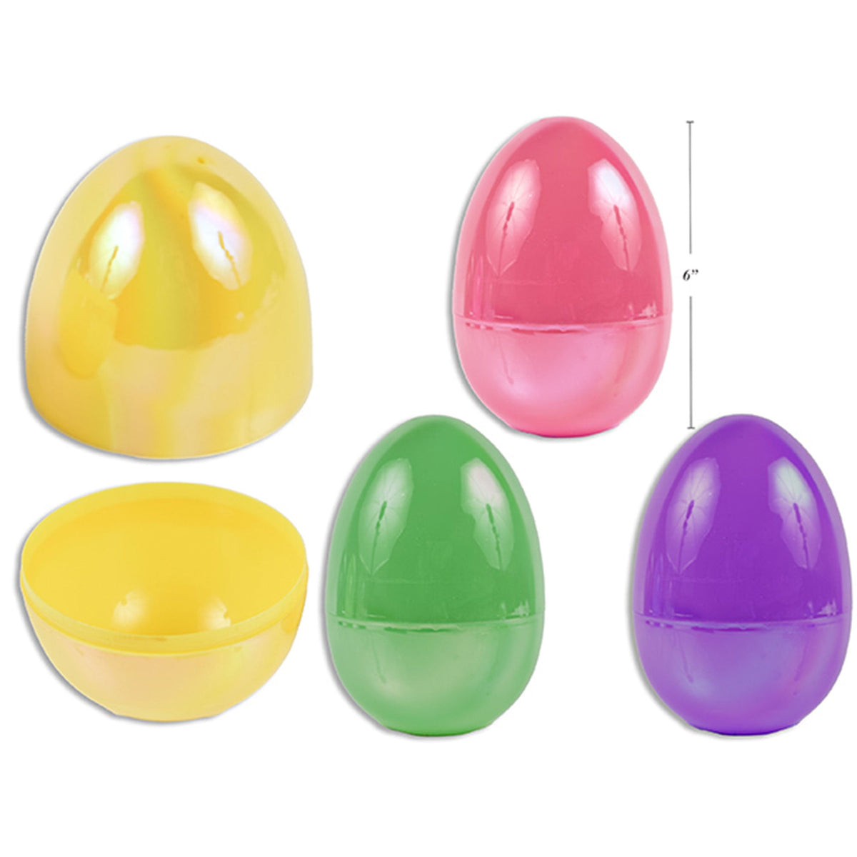 LINK PRODUCT SOLUTIONS Easter Jumbo Fillable Pearlized Easter Eggs, 6 Inches, 4 Count 676844327612
