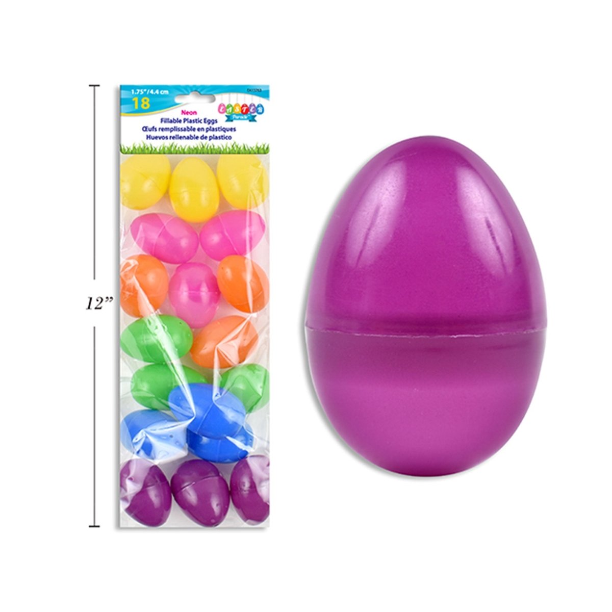 LINK PRODUCT SOLUTIONS Easter Neon Fillable Easter Eggs, 1.75 Inches, 18 Count 676844137631