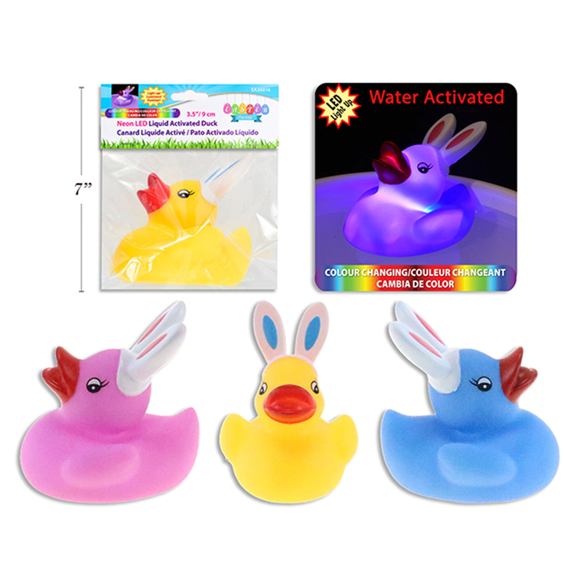 LINK PRODUCT SOLUTIONS Easter Neon LED Liquid Activated Duck, 3.5 Inches, Assortment, 1 Count 676844360169