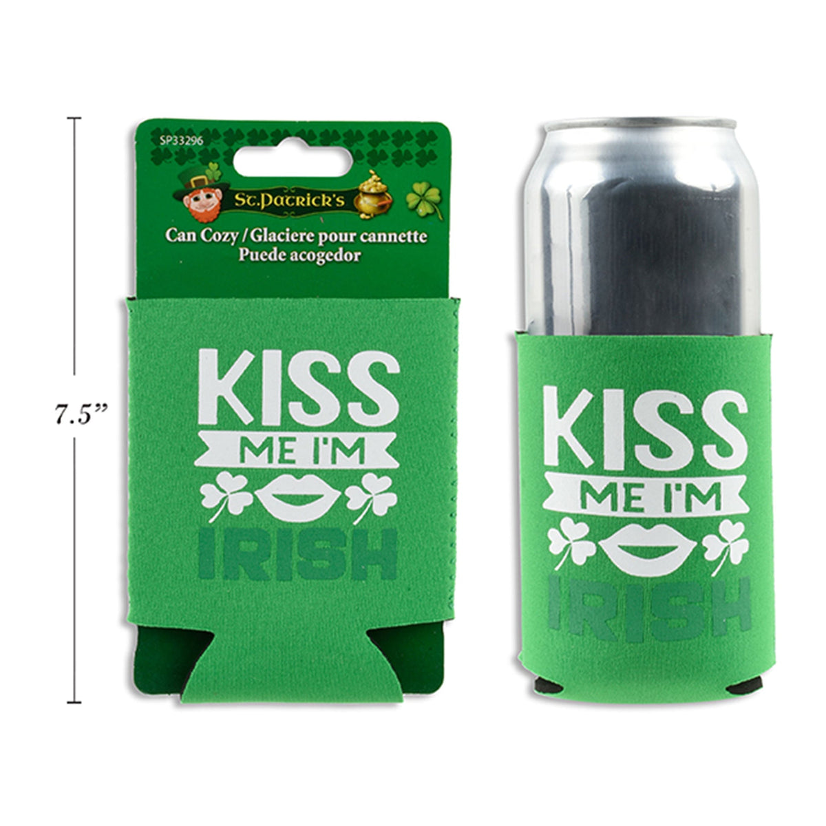 LINK PRODUCT SOLUTIONS St-Patrick St-Patrick's Day "Kiss Me I'm Irish" Can Cozy, 1 Count 676844332968