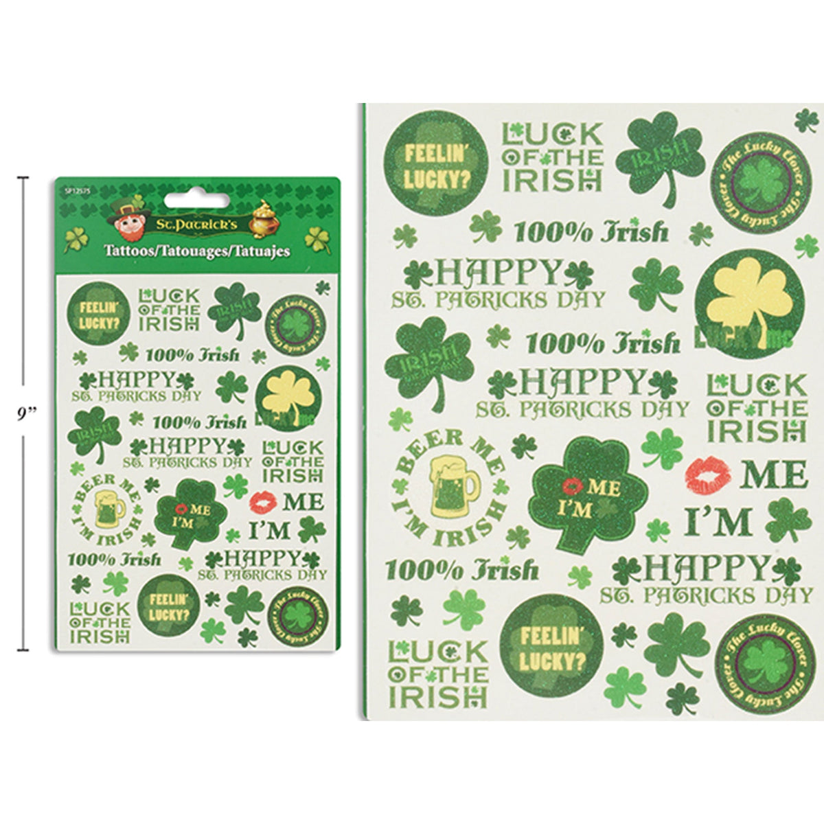 LINK PRODUCT SOLUTIONS St-Patrick St-Patrick's Day Temporary Tattoo Sheet, 1 Count 676844125751