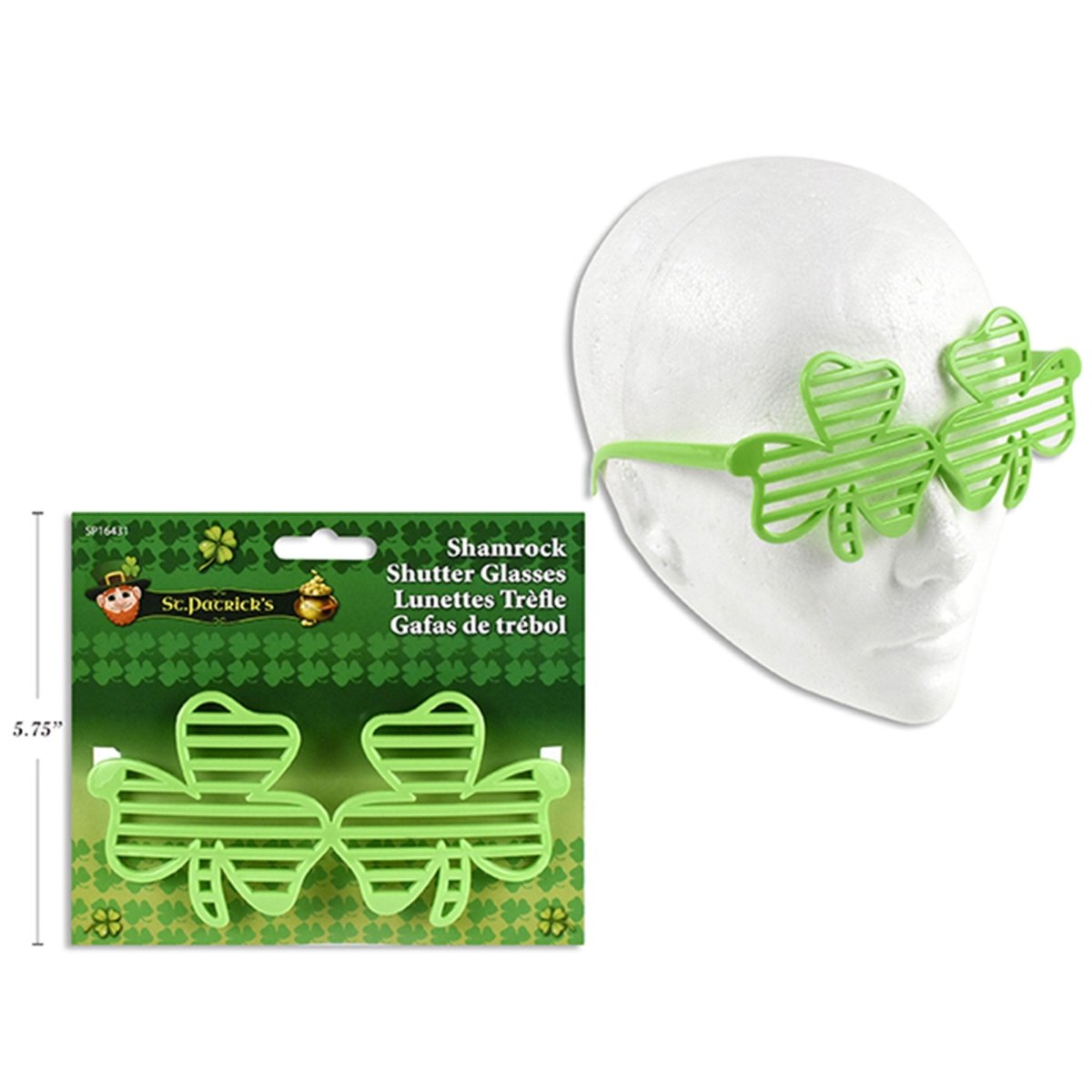 LINK PRODUCT SOLUTIONS St-Patrick St-Patrick's Green Shamrock Shutter Glasses, 1 Count 676844164316