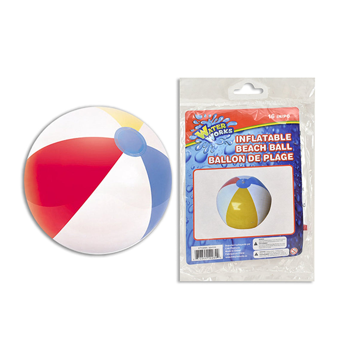 LINK PRODUCT SOLUTIONS Summer Inflatable Beach Ball, 16 Inches, 1 Count 676844122842