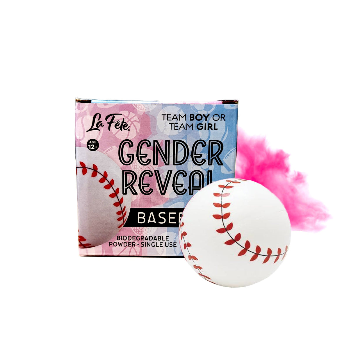 LOFTUS INTERNATIONAL Baby Shower Gender reveal pink powder baseball, 1 Count 099996001122
