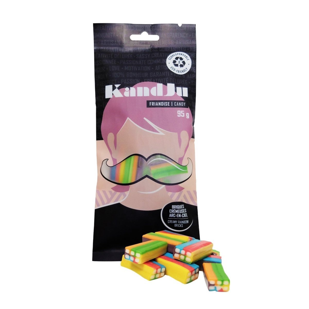Ludik Impulse Buying KandJu Creamy Rainbow Bricks Bag, 95g, 1 Count 809981099276