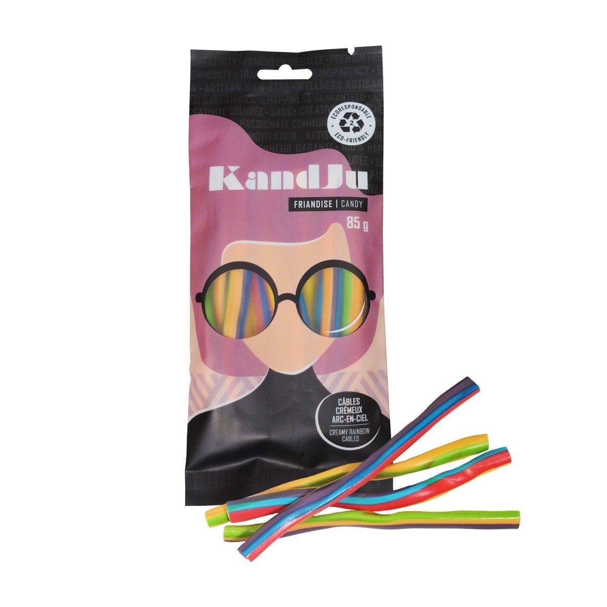 Ludik Impulse Buying KandJu Creamy Rainbow Cables Bag, 85g, 1 Count 809981099252