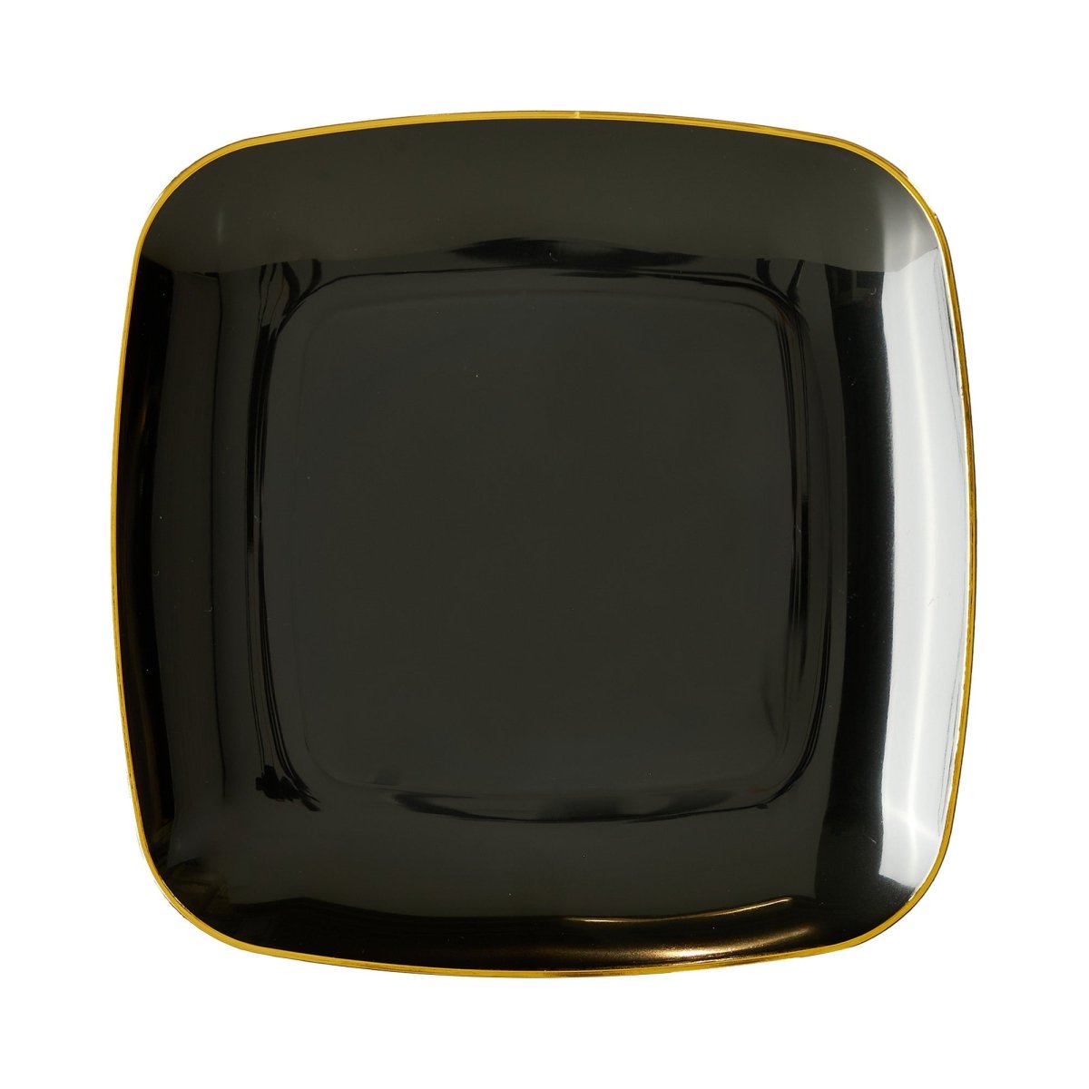 MADISON IMPORTS Disposable-Plasticware Black Premium Quality Large Square Lunch Plates with Gold Rim, 10 Inches, 10 Count 775310991279