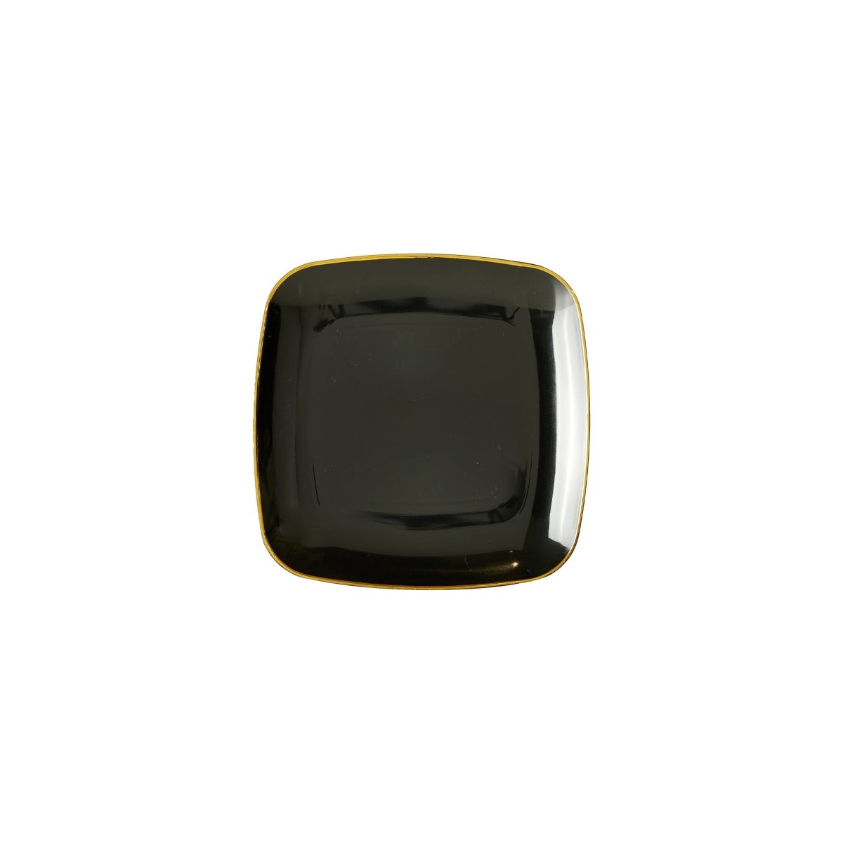 MADISON IMPORTS Disposable-Plasticware Black Premium Quality Large Square Lunch Plates with Gold Rim, 9 Inches, 10 Count 775310991248