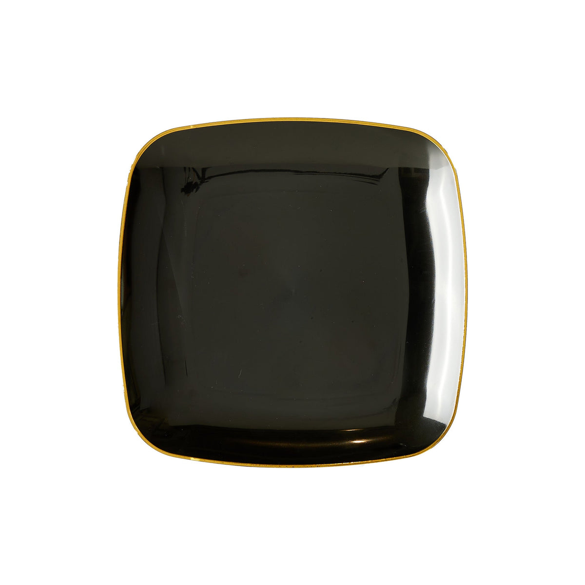MADISON IMPORTS Disposable-Plasticware Black Premium Quality Square Plates with Gold Rim, 8.5 Inches, 10 Count 775310991255