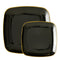 MADISON IMPORTS Disposable-Plasticware Black Premium Quality Square Plates with Gold Rim Combo, 30 Count 775310990401