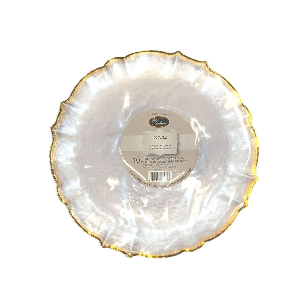 MADISON IMPORTS Disposable-Plasticware Clear Plear Premium Quality Large Plates with Gold Rim, 10 Inches, 10 Count 775310944572