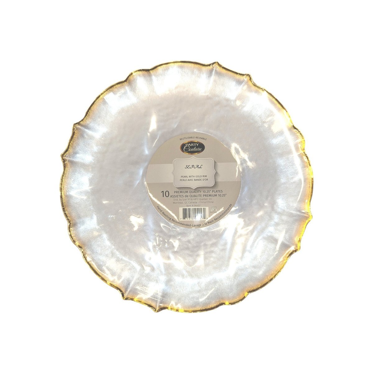 MADISON IMPORTS Disposable-Plasticware Clear Plear Premium Quality Large Plates with Gold Rim, 10 Inches, 10 Count 775310944572