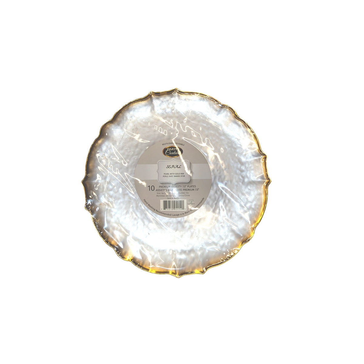 MADISON IMPORTS Disposable-Plasticware Clear Plear Premium Quality Small Plates with Gold Rim, 7 Inches, 10 Count 775310944541