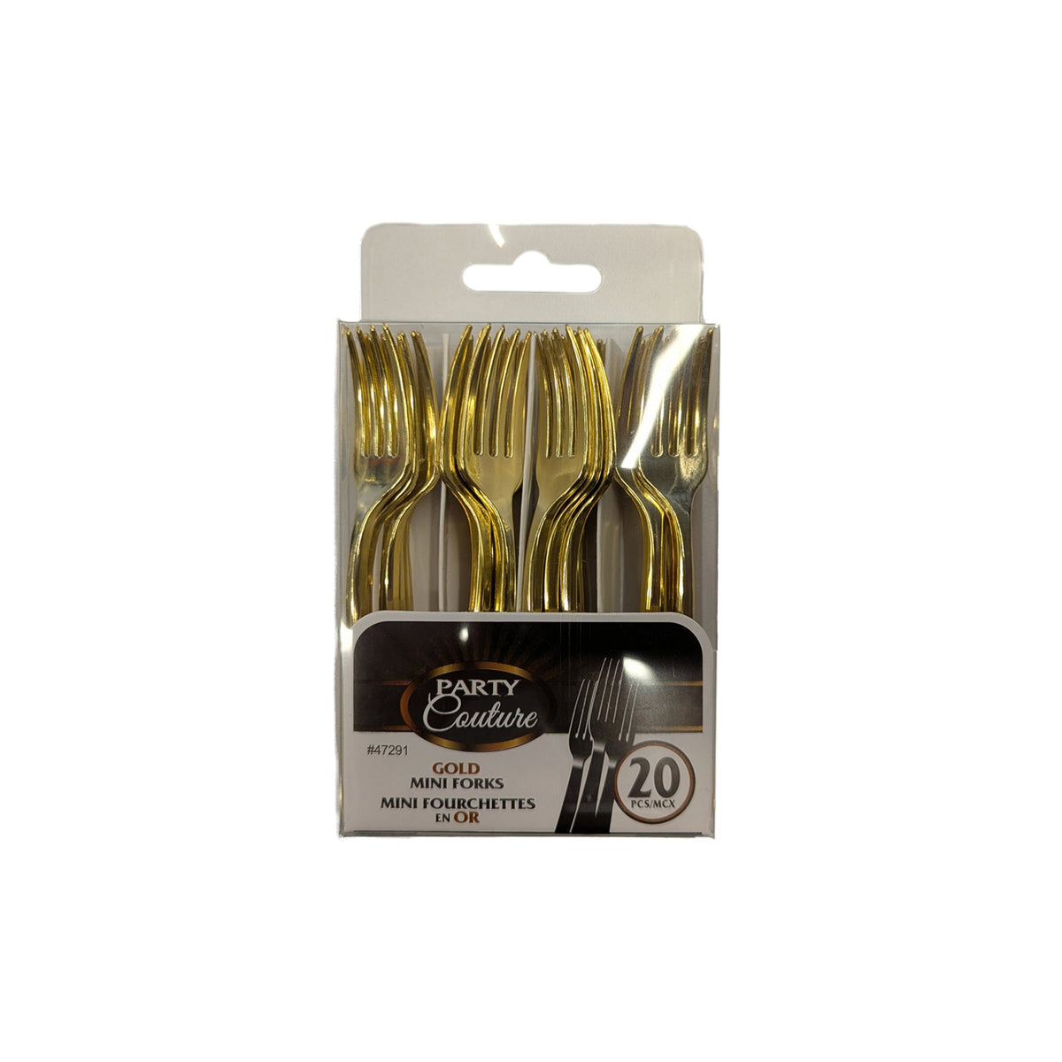 MADISON IMPORTS Disposable-Plasticware Gold Premium Quality Mini Forks, 20 Count 775310472914
