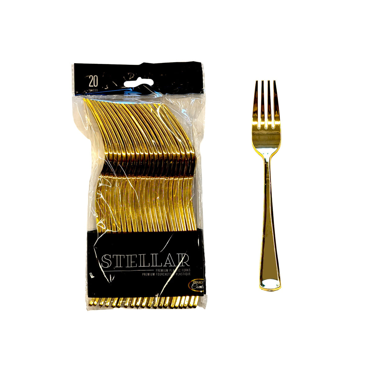 MADISON IMPORTS Disposable-Plasticware Gold Premium Quality Plastic Forks, 20 Count 775310475236