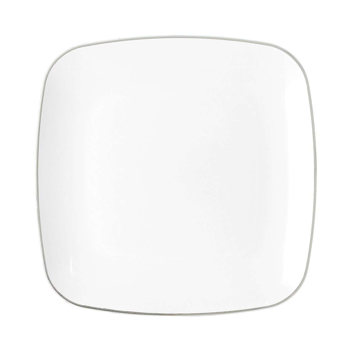 MADISON IMPORTS Disposable-Plasticware White Premium Quality Large Square Lunch Plates with Silver Rim, 10 Inches, 10 Count 775310991378