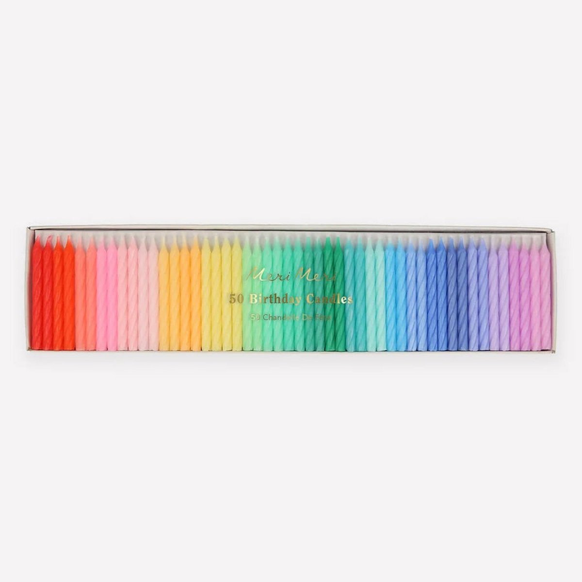 MERI MERI Cake Supplies Spiral Birthday Cake Candles Rainbow, 50 Count 636997284736