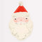 MERI MERI Christmas Jolly Christmas Large Santa Shaped Lunch Paper Plates, 7 Inches, 8 Count 636997283487