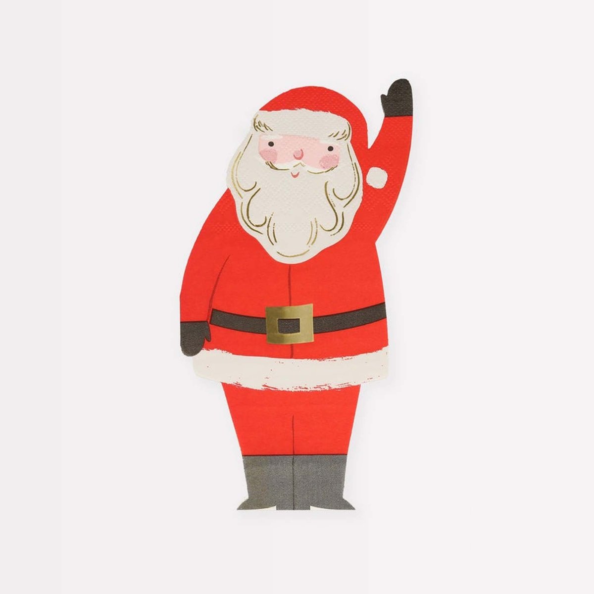 MERI MERI Christmas Jolly Christmas Small Santa Shaped Beverage Napkins, 16 Count 636997283470