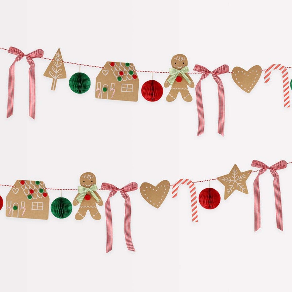 Guirlande Décoration Noël Pain D'épices - 10 Bonhommes + 10 Bonbons + 2 Cordes - En Papier/polyester Coloré - Pour Sapin, Mur, Fenêtre