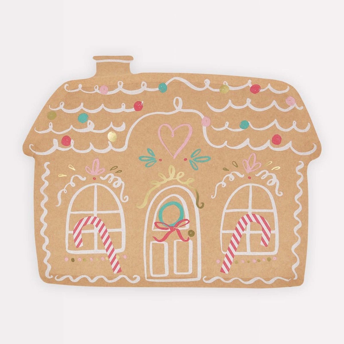 MERI MERI Christmas Sweet Gingerbread Large Lunch Paper Plates, 9 Inches, 8 Count 636997293431