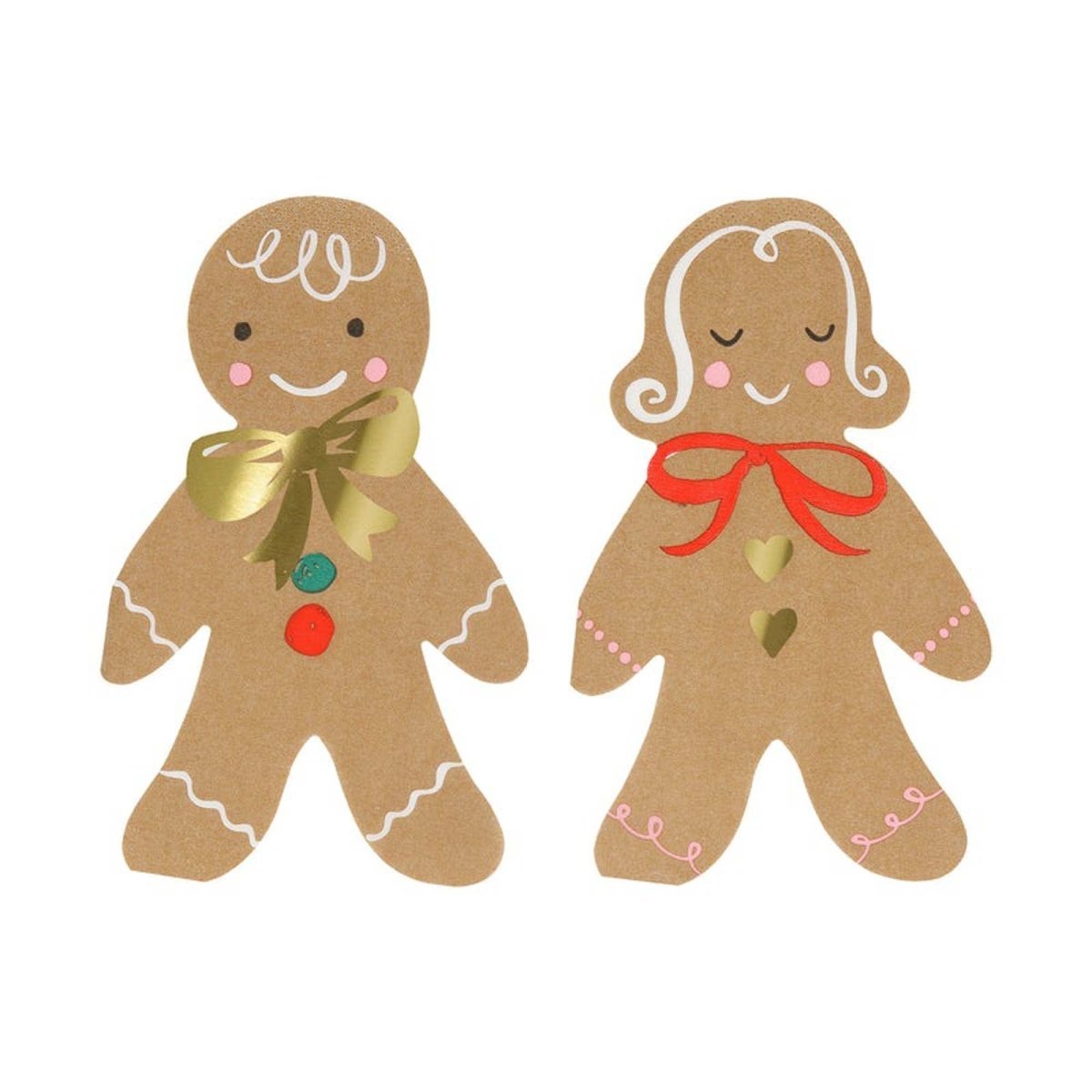 MERI MERI Christmas Sweet Gingerbread Small Beverage Napkins, 5 Inches, 16 Count 636997293042