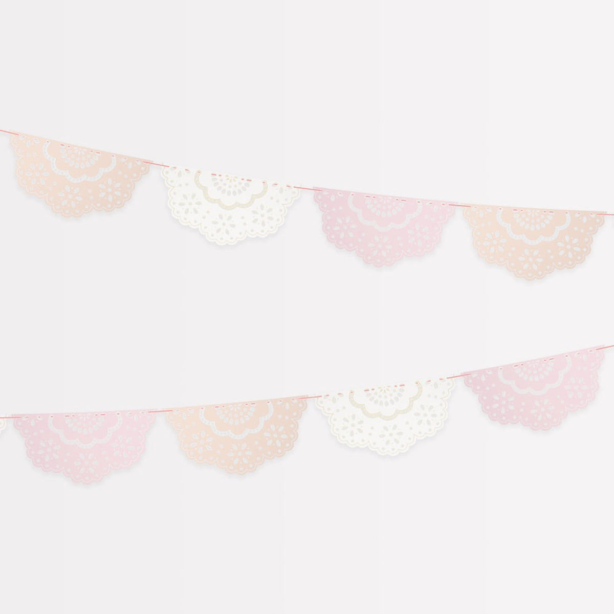 MERI MERI Decorations Broderie Anglaise Pennant Pastel Banner, 156 Inches, 1 Count 636997297255