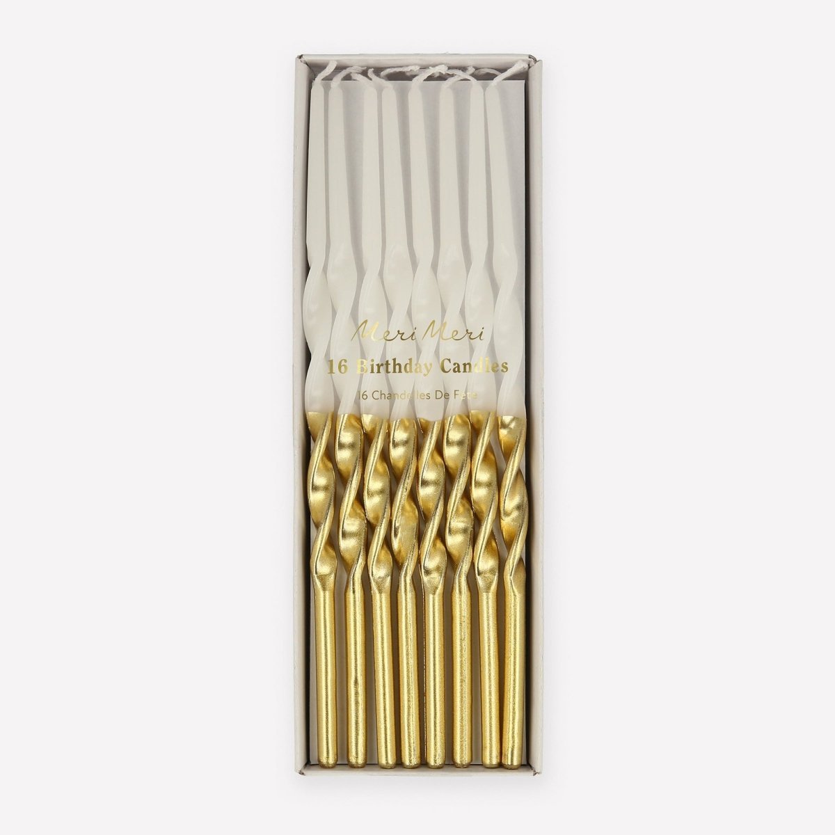 Meri Meri Everyday Entertaining Gold Dipped Twisted Candles, 7 Inches, 16 Count 636997280974